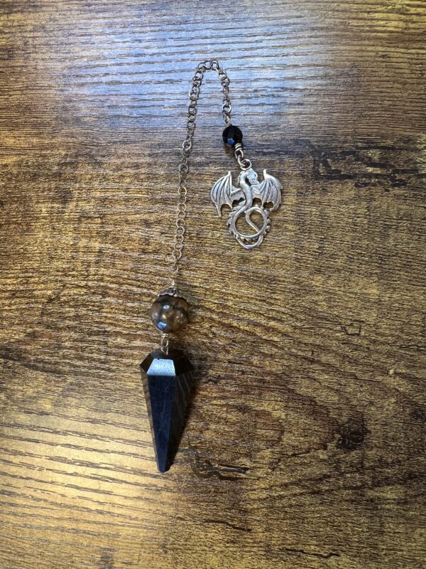 Elegant Black Tourmaline Point with Sterling Metal and Dragon Holder