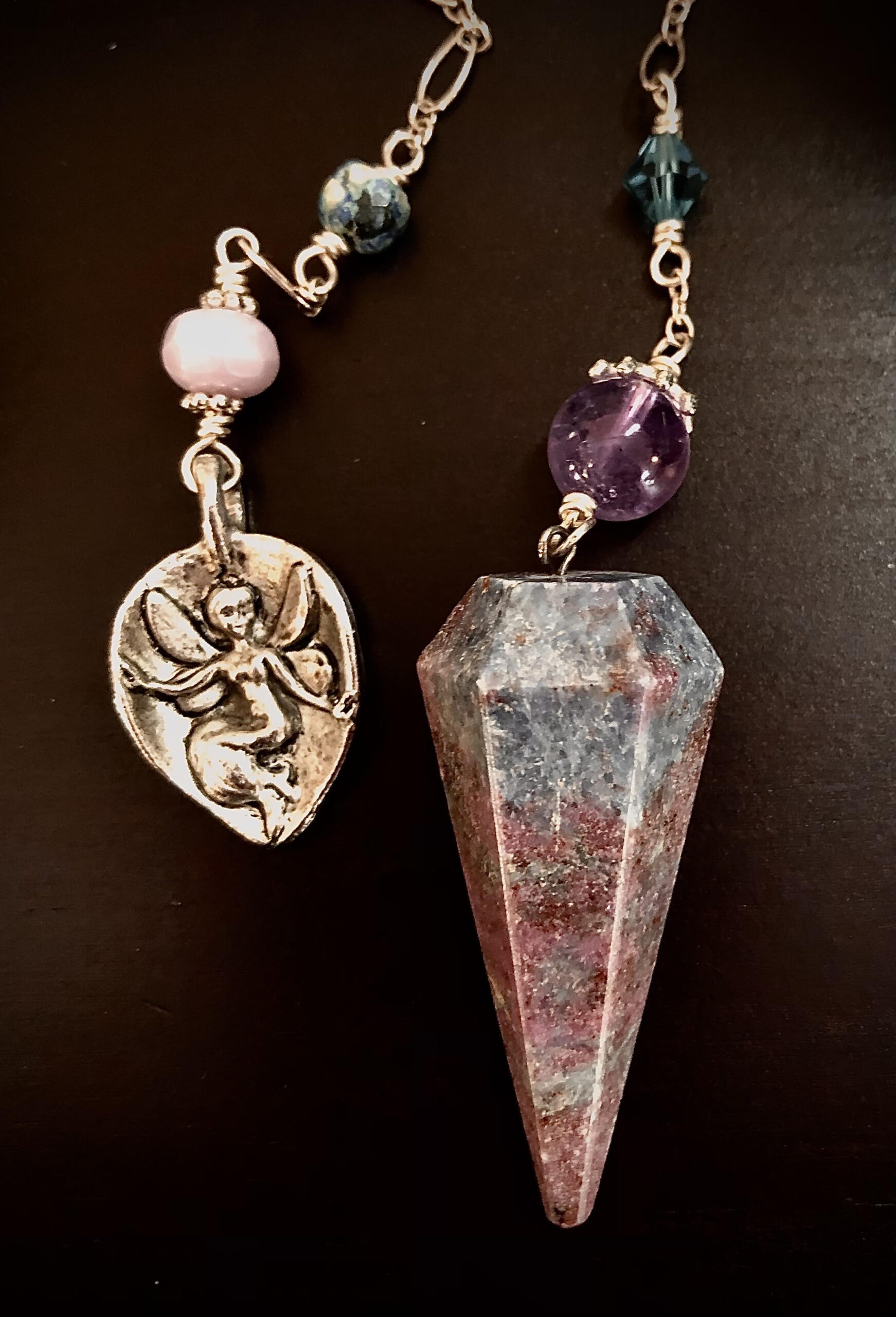 Pendulum- Ruby Pendulum with Fairy Charm Holder
