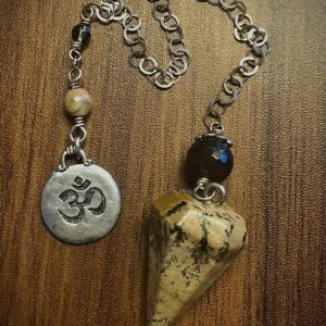 Pendulum- Picture Jasper pendulum with OM charm holder