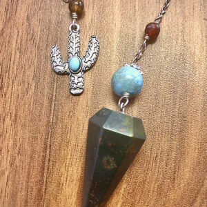 Pendulum-Bloodstone pendulum with cactus charm holder