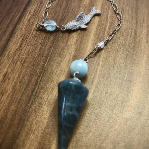 Pendulum- Apatite Crystal with Rhinestone Shark
