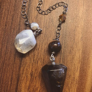 Pendulum- Smokey Quartz Pendulum with white Citrine holder