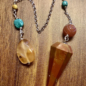Pendulum-Red Jasper pendulum with polished Agate holder