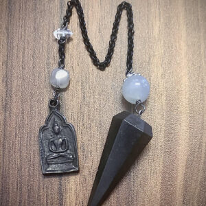Pendulum, Black Tourmaline Pendulum with Buddha Charm holder