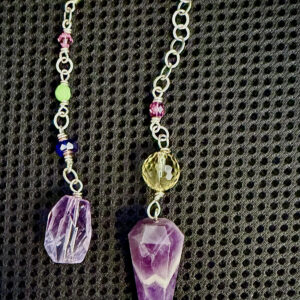 Pendulum- Amethyst pendulum with faceted amethyst tear drop stone holder