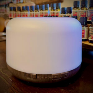 Diffuser Multi-color Light Dome with Dark Wood Grain Base