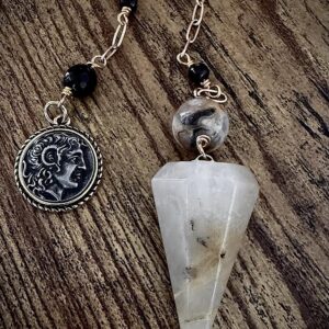 Pendulum-Rutilated Quartz with Pan Charm