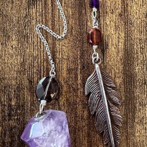 Pendulum- Amethyst with Feather